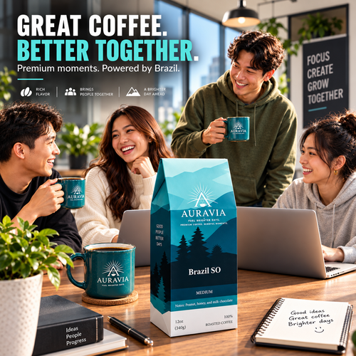 Auravia Brazil Single Origin coffee lifestyle scene