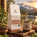 Auravia Trapper Peak Decaf mountain lake lifestyle